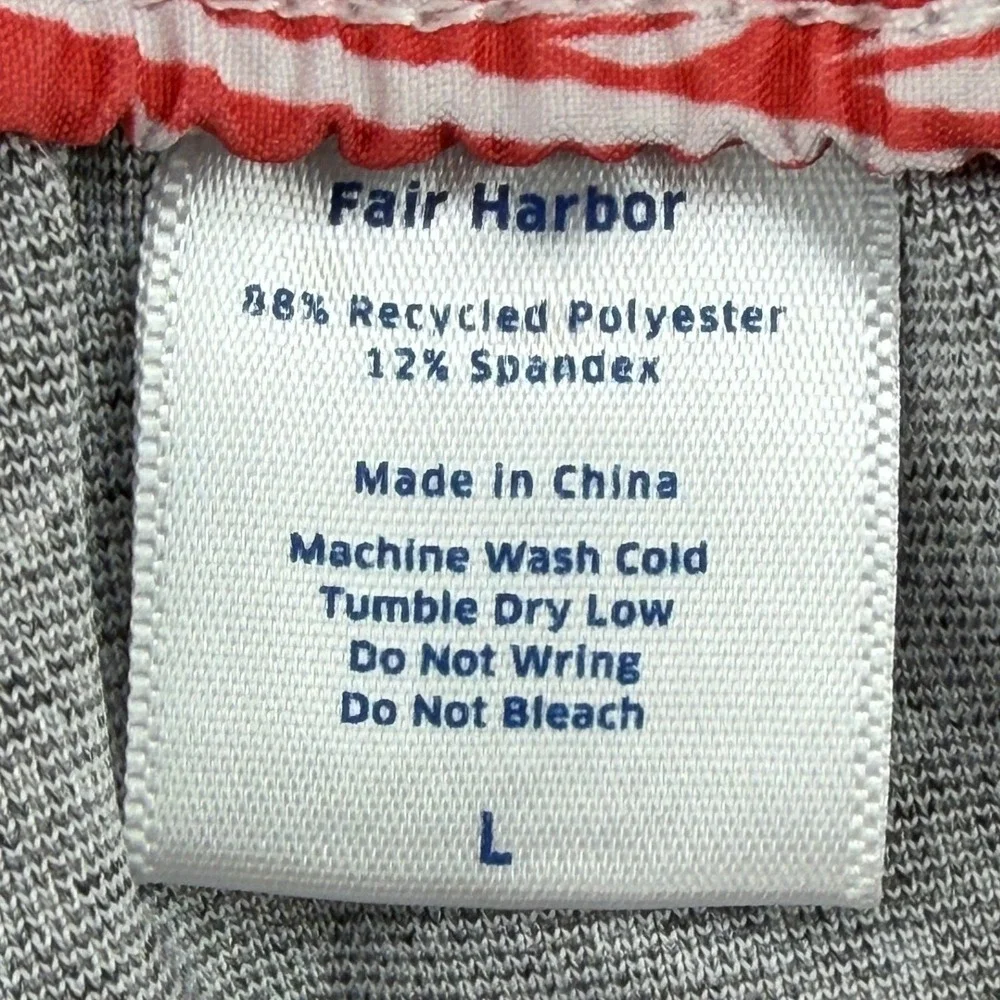 Fair Harbor Swim Trunks Men L The Anchor Red Floral BreezeKnit Liner EUC